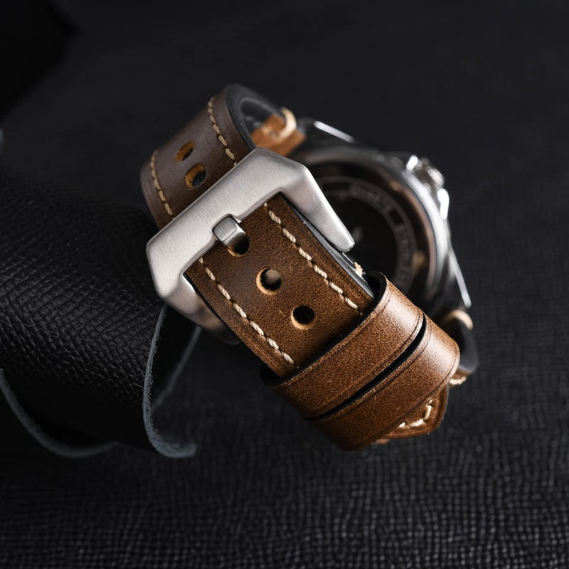 EACHE 22mm Leather Watch Bands, Handmade Genuine Leather Watch Straps Oil Waxed Thick Watch Bands - Image 5